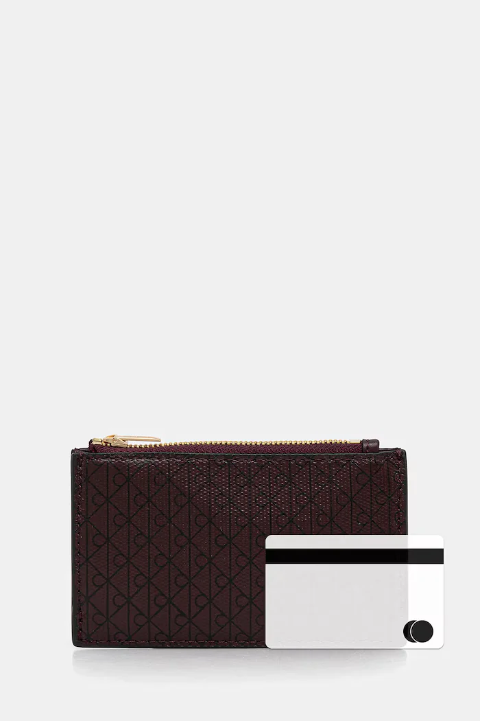 CALVIN KLEIN портфейл дамски от имитация на кожа бордо LV04F1084G