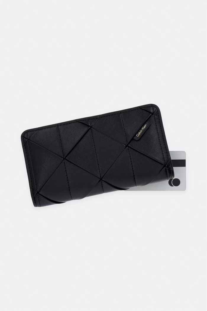 CALVIN KLEIN портфейл дамски от имитация на кожа черен LV04F1221G
