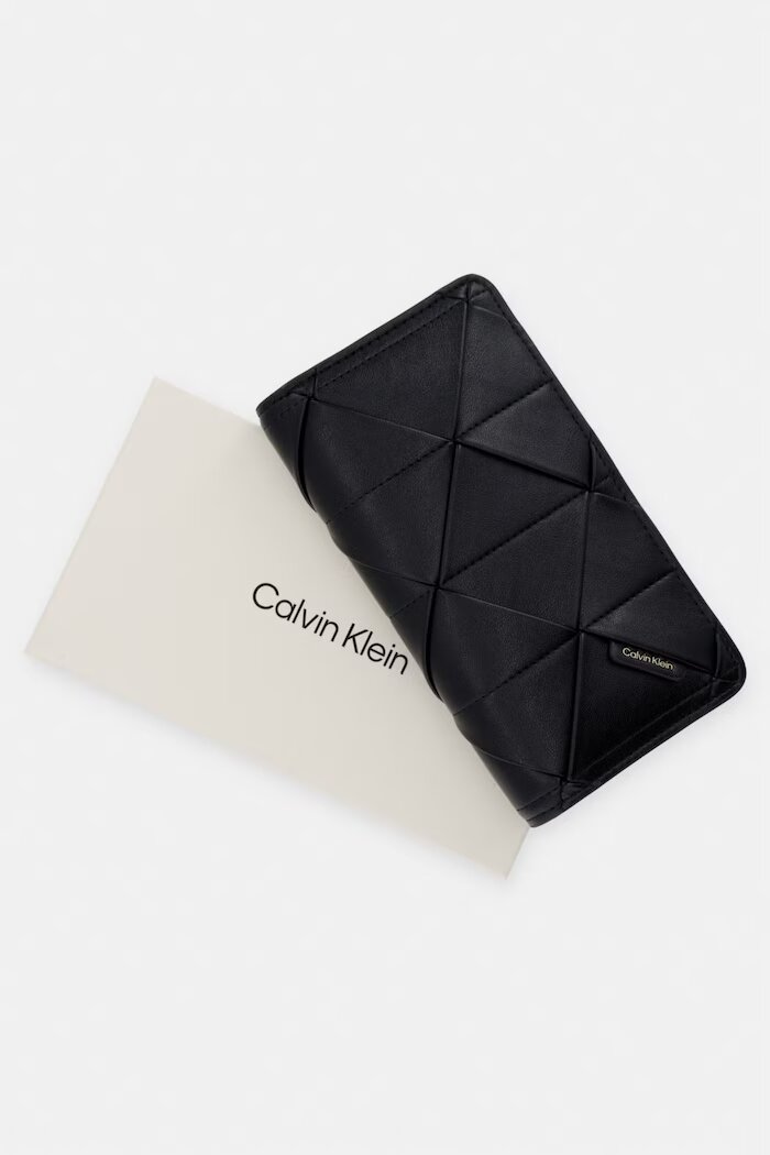 CALVIN KLEIN портфейл дамски от имитация на кожа черен LV04F1221G
