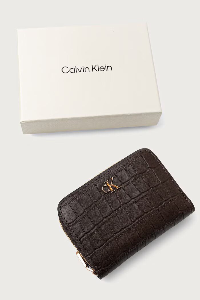 CALVIN KLEIN портфейл дамски от кожа кафяв LV04F1095G