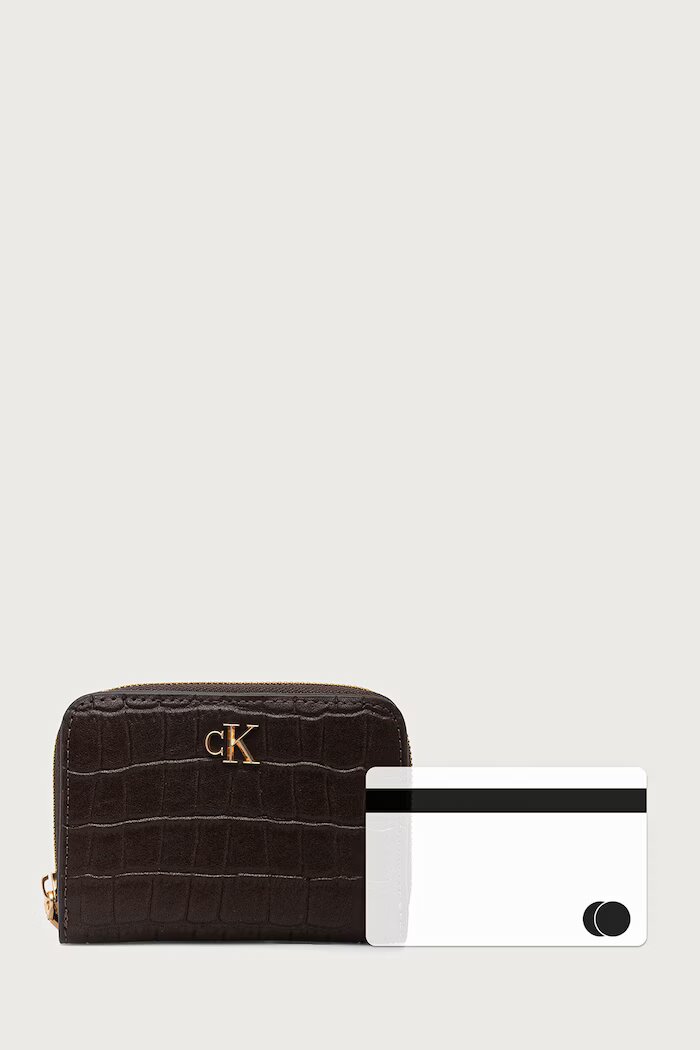 CALVIN KLEIN портфейл дамски от кожа кафяв LV04F1095G