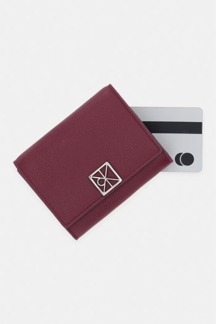 CALVIN KLEIN портфейл RFID дамски от кожа бордо LV04F1128G