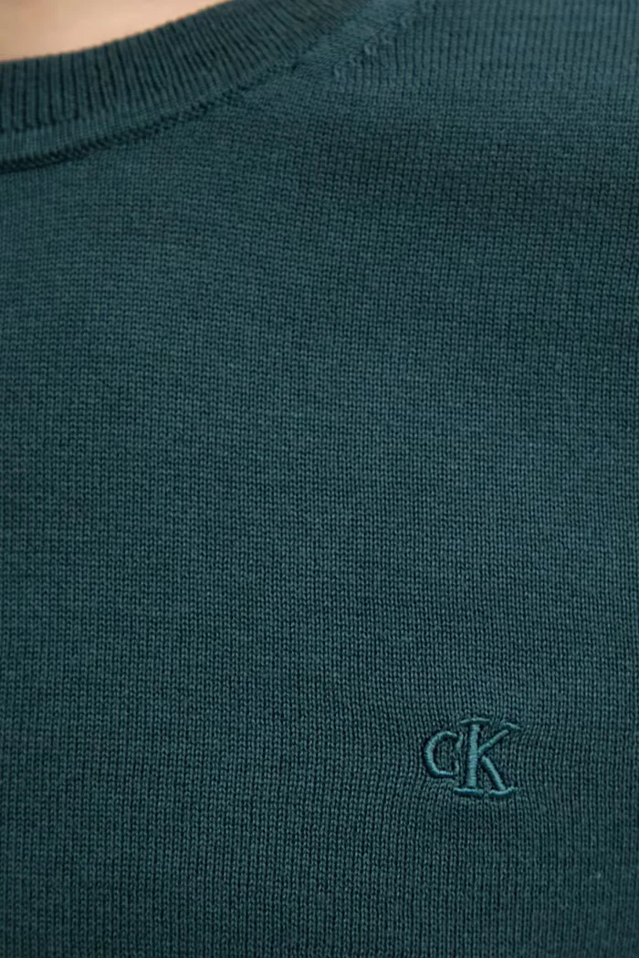 CALVIN KLEIN пуловер мъжки от памук тюркоазен LV040BM343
