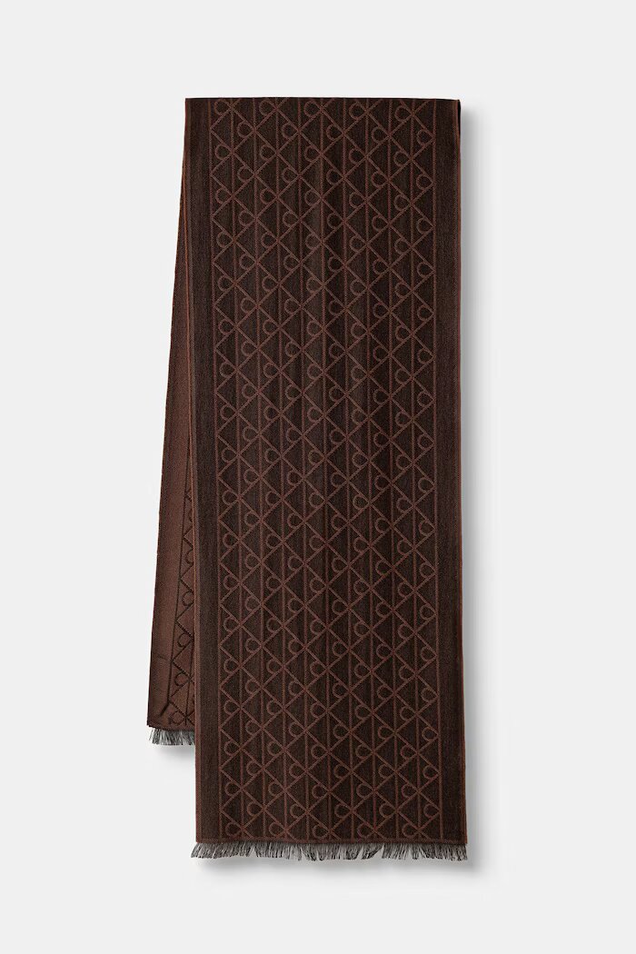 CALVIN KLEIN шал мъжки от вълнена материя кафяв LV04D8064G