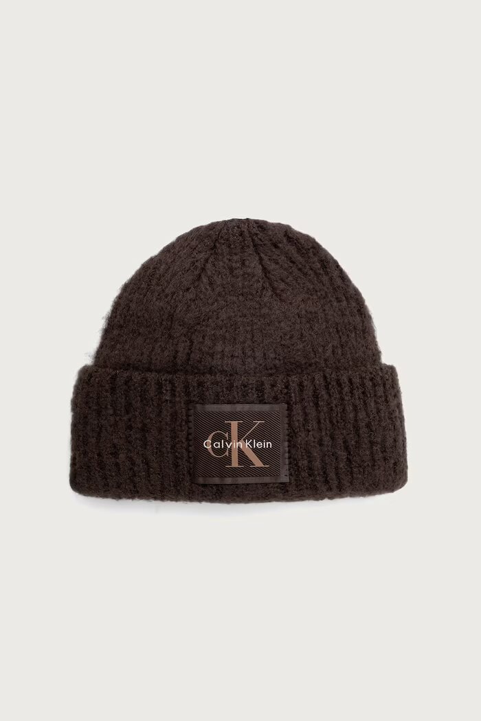 CALVIN KLEIN шапка beanie дамска с вълна кафява LV04F8104G