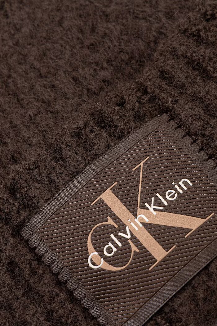 CALVIN KLEIN шапка beanie дамска с вълна кафява LV04F8104G