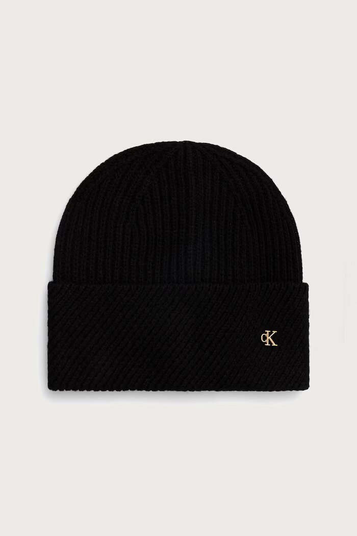 CALVIN KLEIN шапка дамска от вълнена материя черна LV04F8118G