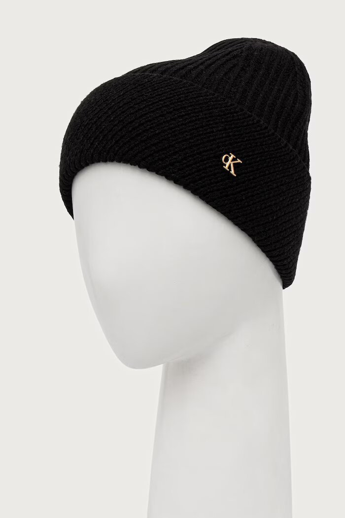 CALVIN KLEIN шапка дамска от вълнена материя черна LV04F8118G
