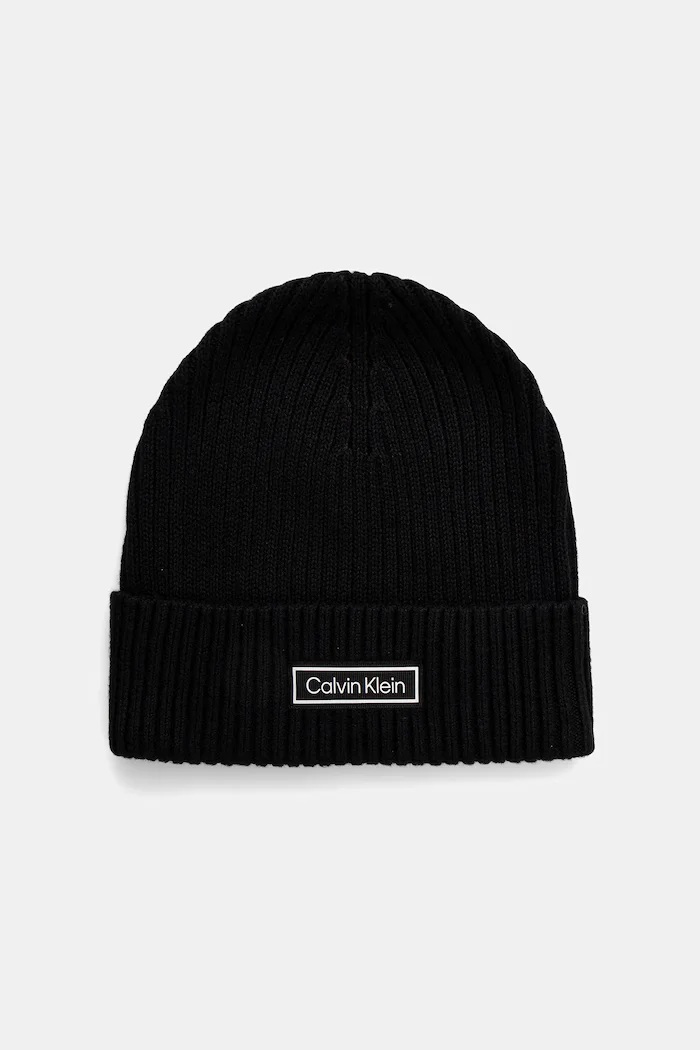 CALVIN KLEIN шапка мъжка от памук черна LV04D8053G