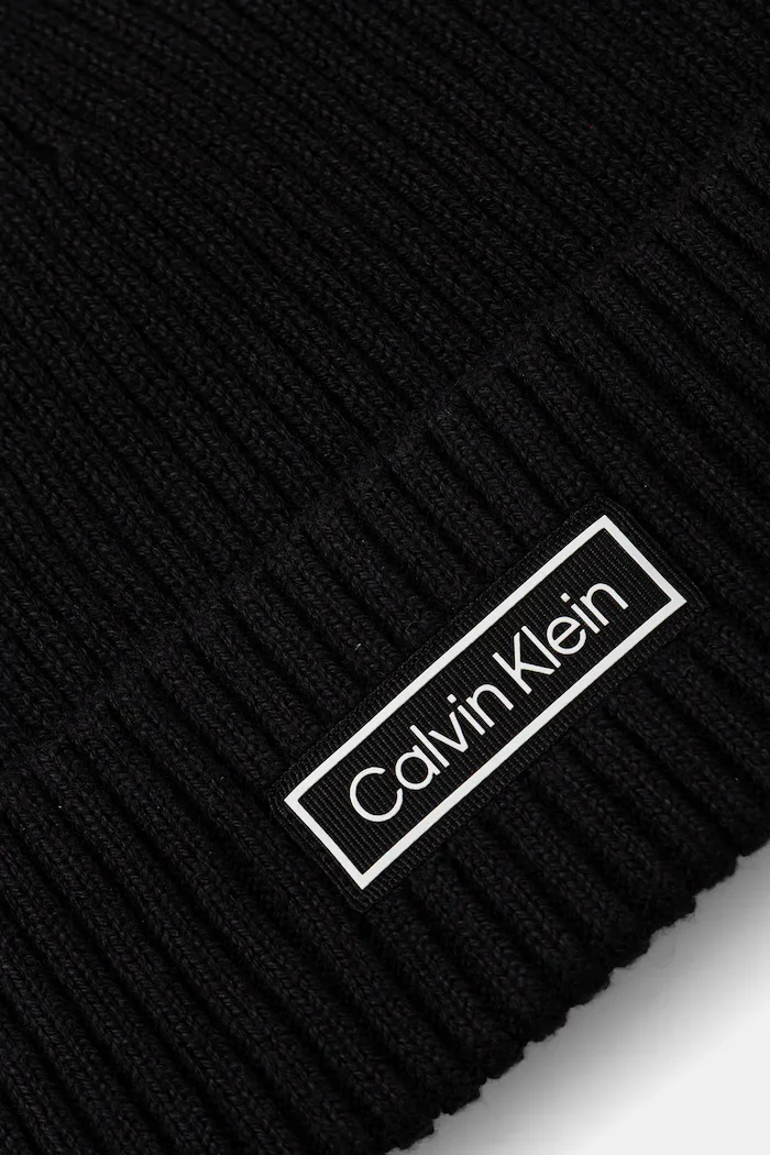 CALVIN KLEIN шапка мъжка от памук черна LV04D8053G