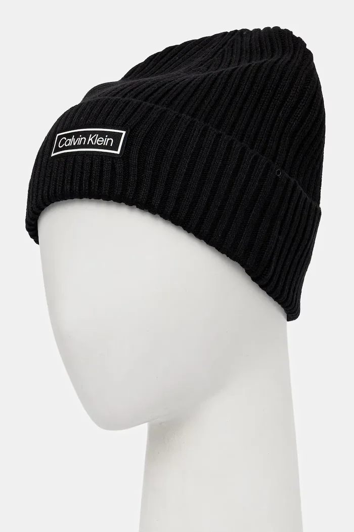 CALVIN KLEIN шапка мъжка от памук черна LV04D8053G