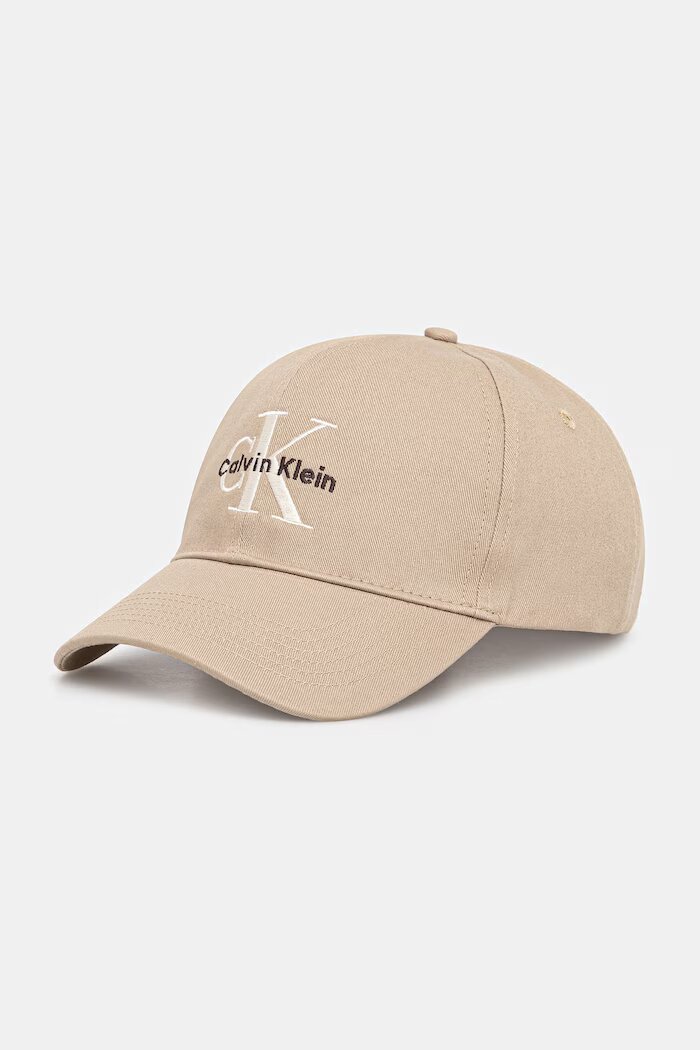 CALVIN KLEIN шапка с козирка мъжка от памук бежова LV04G5004G