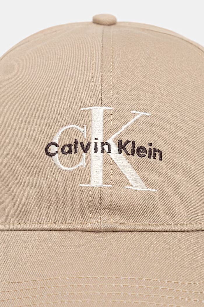 CALVIN KLEIN шапка с козирка мъжка от памук бежова LV04G5004G