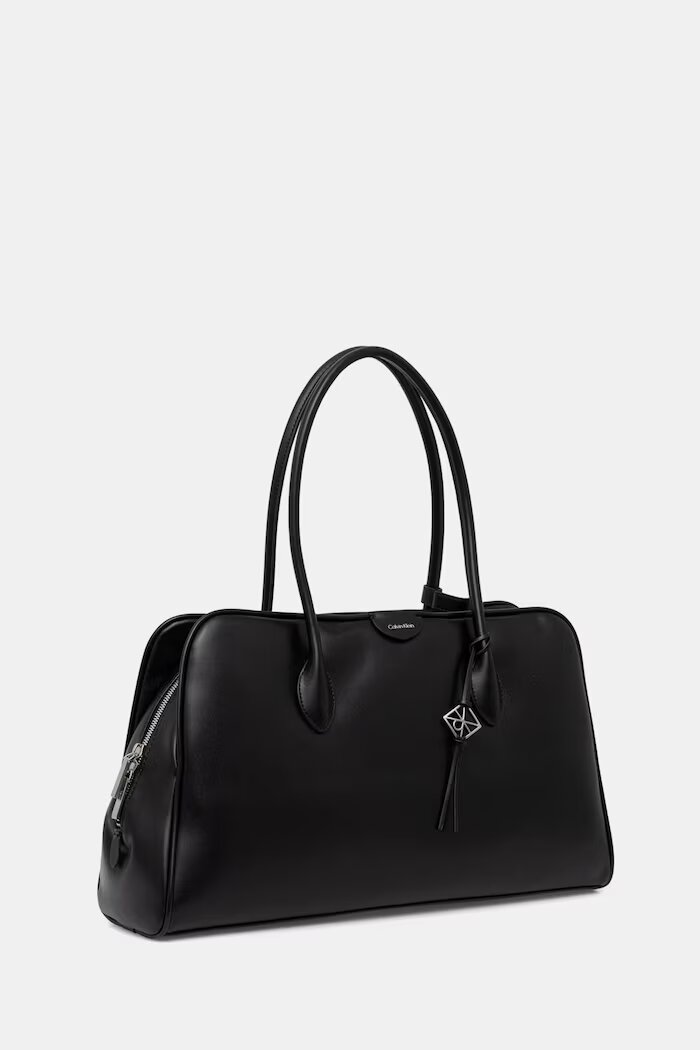 CALVIN KLEIN шопинг чанта дамска от имитация на кожа черна LV04F3368G