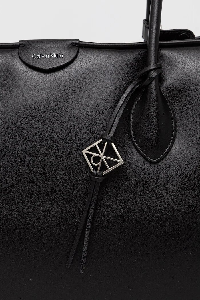 CALVIN KLEIN шопинг чанта дамска от имитация на кожа черна LV04F3368G