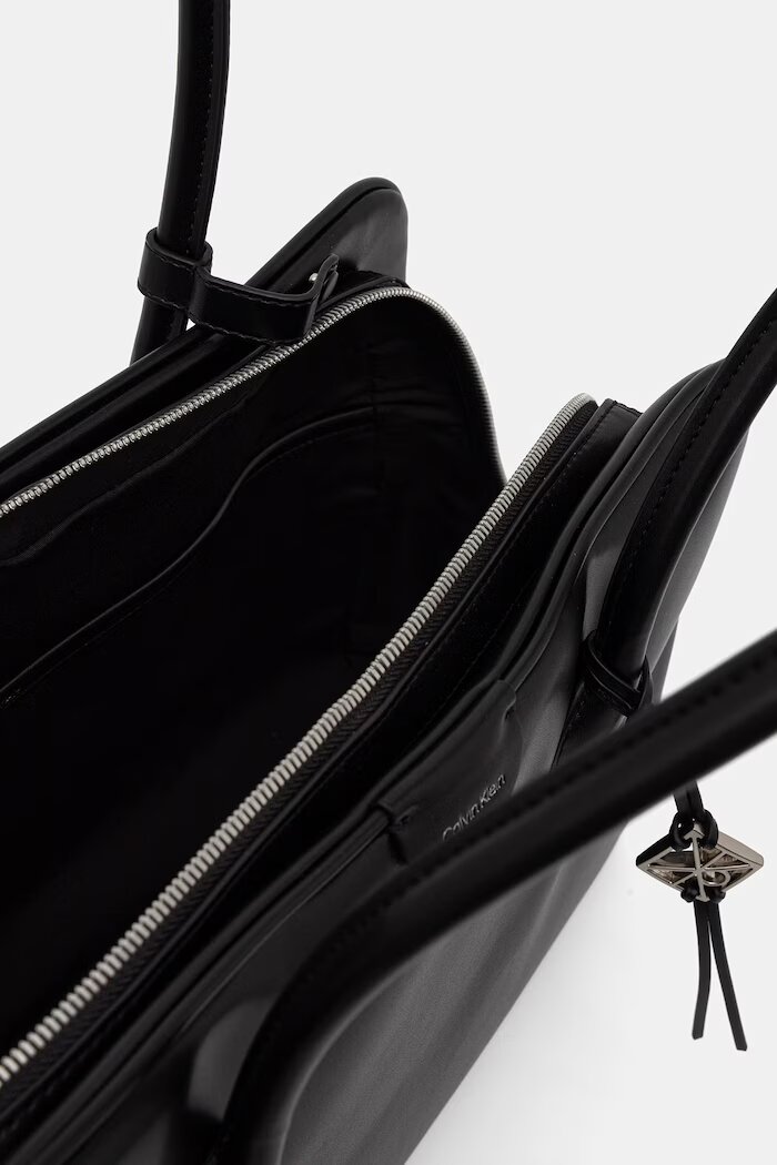 CALVIN KLEIN шопинг чанта дамска от имитация на кожа черна LV04F3368G