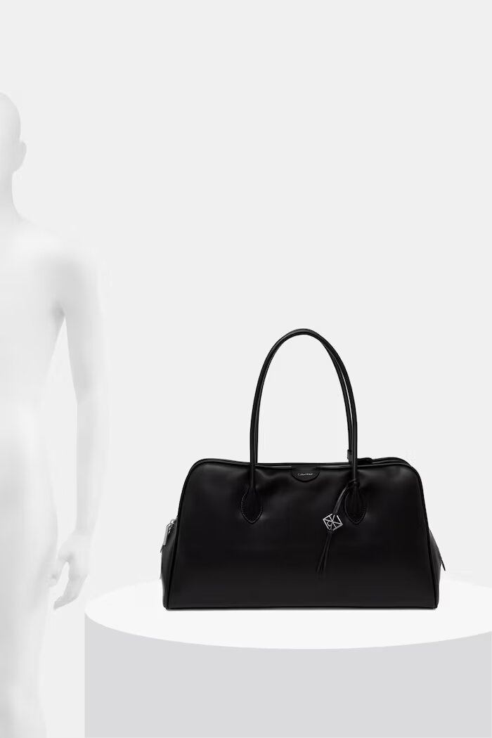 CALVIN KLEIN шопинг чанта дамска от имитация на кожа черна LV04F3368G
