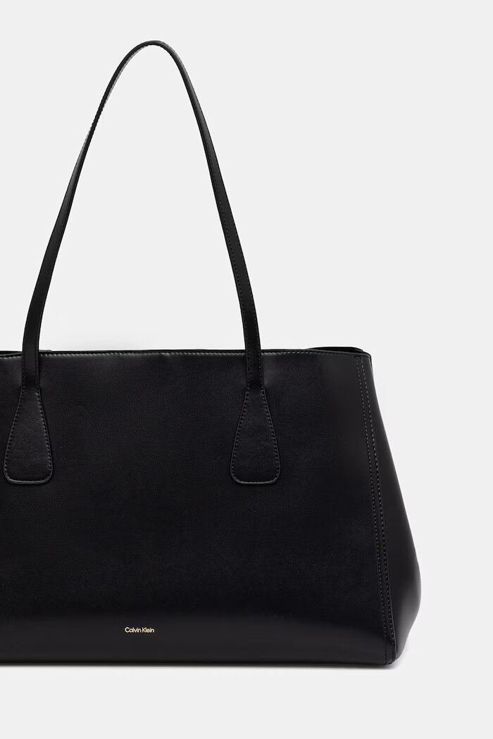 CALVIN KLEIN шопинг чанта дамска от имитация на кожа черна LV04F3502G