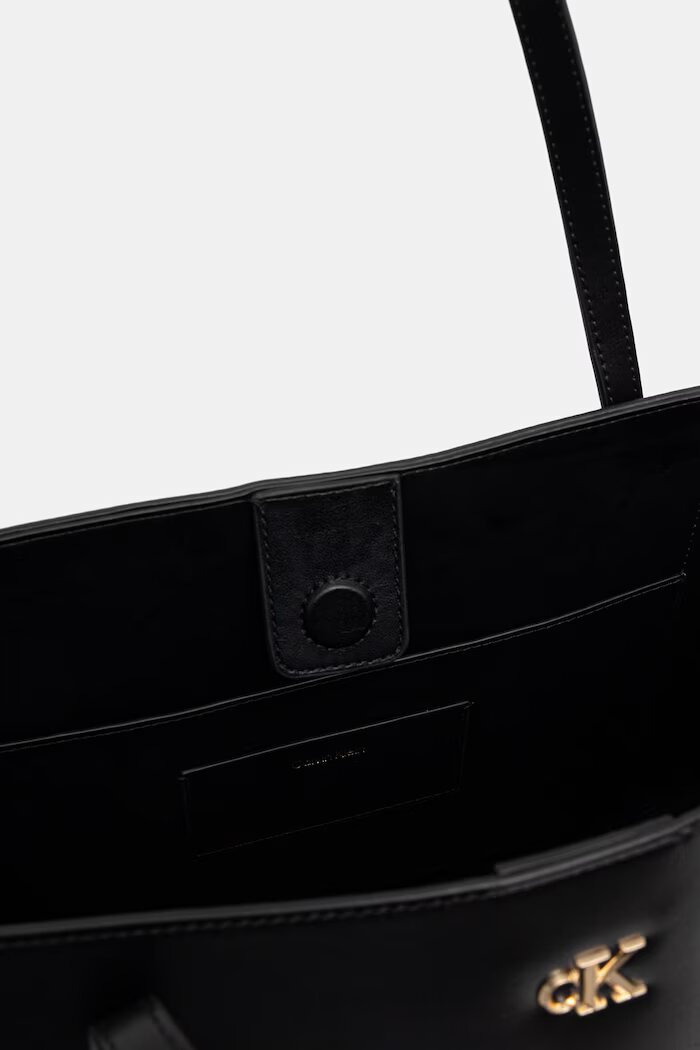 CALVIN KLEIN шопинг чанта дамска от имитация на кожа черна LV04F3502G