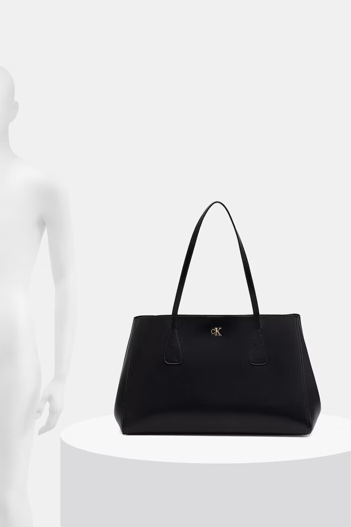 CALVIN KLEIN шопинг чанта дамска от имитация на кожа черна LV04F3502G