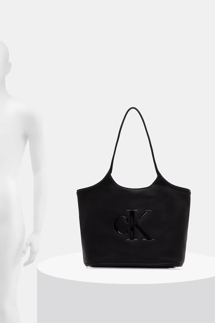 CALVIN KLEIN шопинг чанта дамска от имитация на кожа черна LV04F3562G