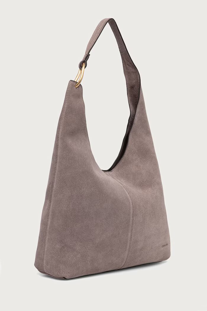 CALVIN KLEIN шопинг чанта дамска от велур виолетова LV04F3690G