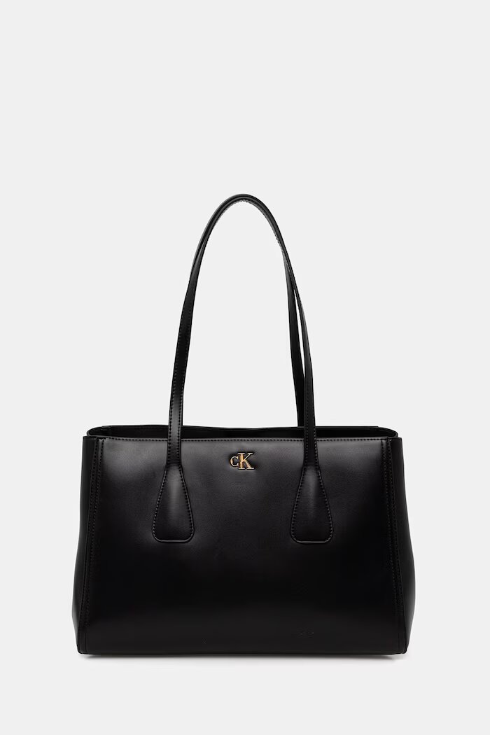 CALVIN KLEIN шопинг чанта дамски от имитация на кожа черна LV04F3442G