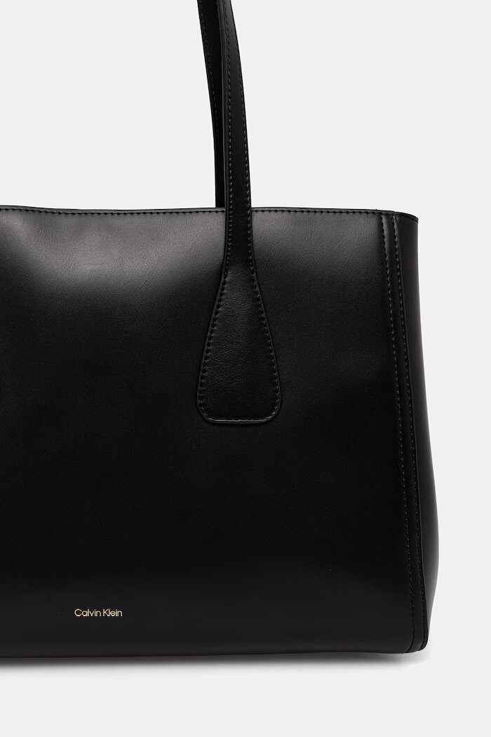 CALVIN KLEIN шопинг чанта дамски от имитация на кожа черна LV04F3442G