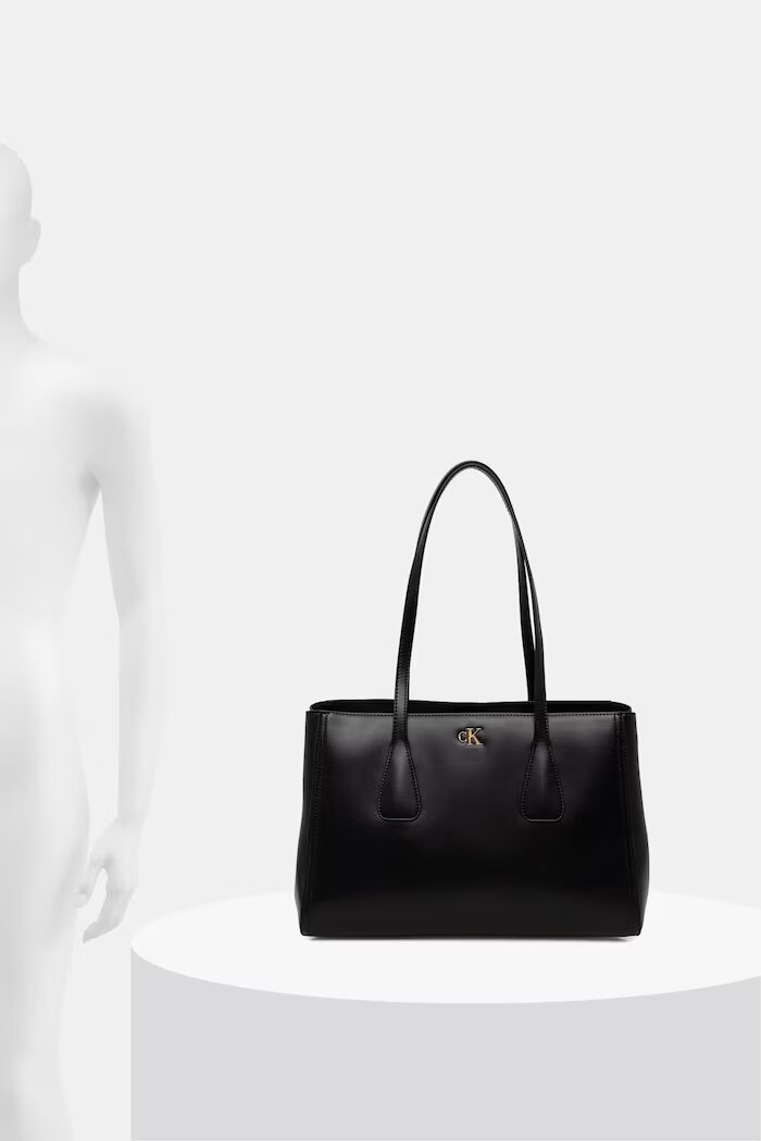 CALVIN KLEIN шопинг чанта дамски от имитация на кожа черна LV04F3442G