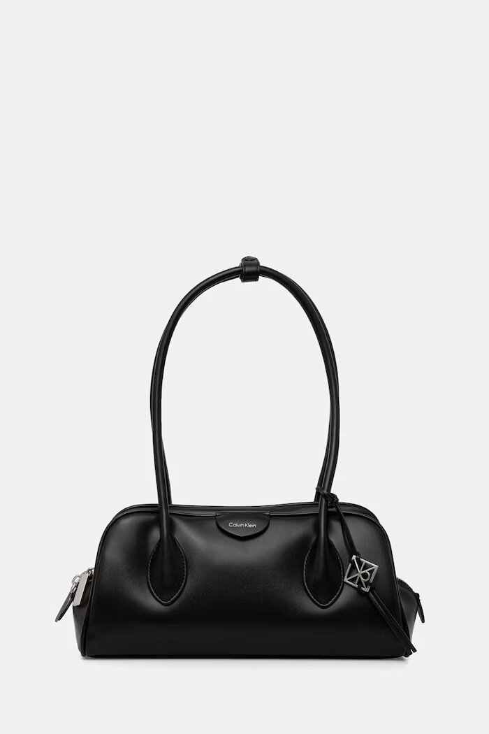 CALVIN KLEIN структурирана чанта дамска от имитация на кожа черна LV04F3369G