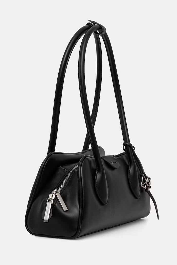 CALVIN KLEIN структурирана чанта дамска от имитация на кожа черна LV04F3369G