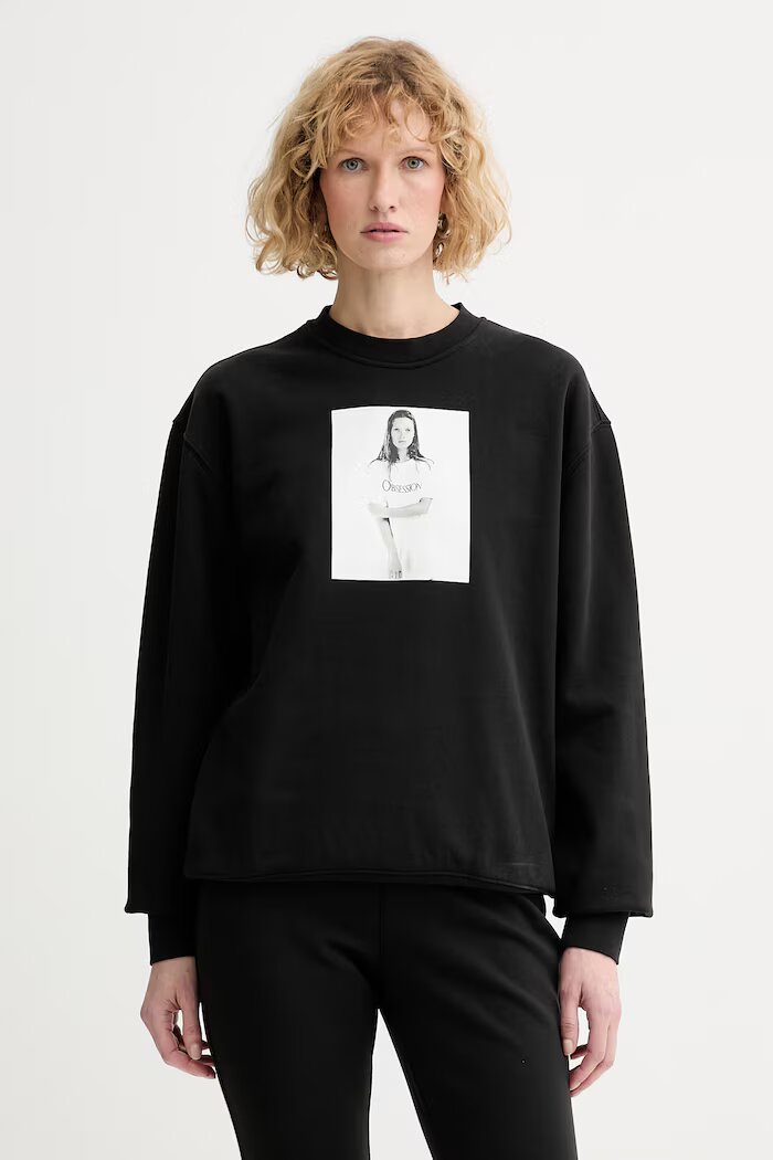 CALVIN KLEIN суичър дамски от памук черен LV040502WF