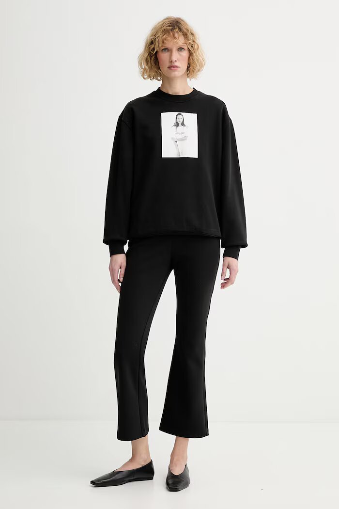 CALVIN KLEIN суичър дамски от памук черен LV040502WF