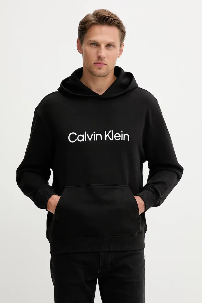 CALVIN KLEIN суичър с качулка мъжки от памук черен LV14LD231G