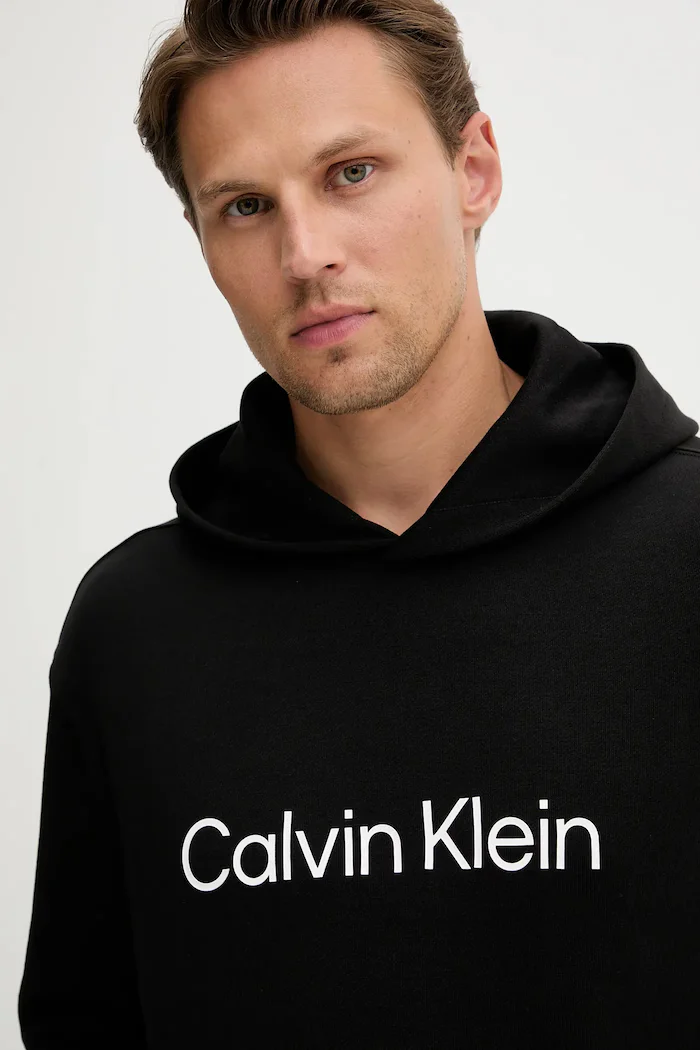 CALVIN KLEIN суичър с качулка мъжки от памук черен LV14LD231G