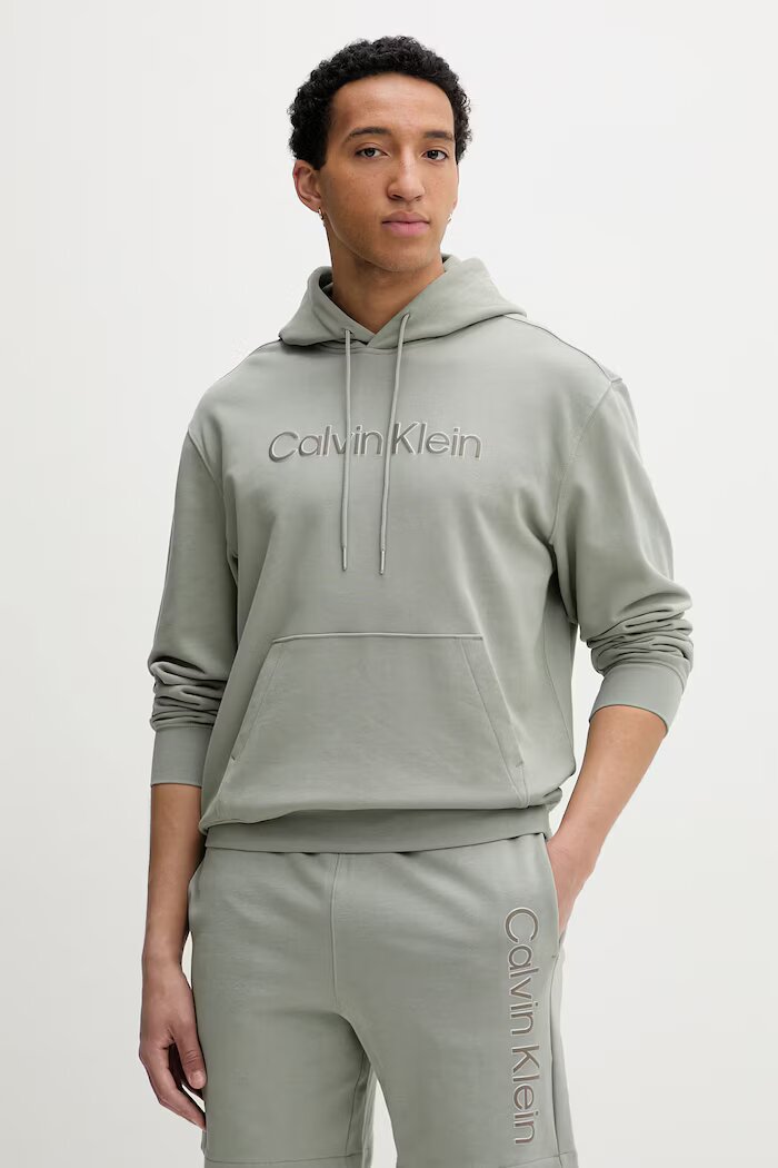 CALVIN KLEIN суичър с качулка мъжки памучен зелен LV04LF241G