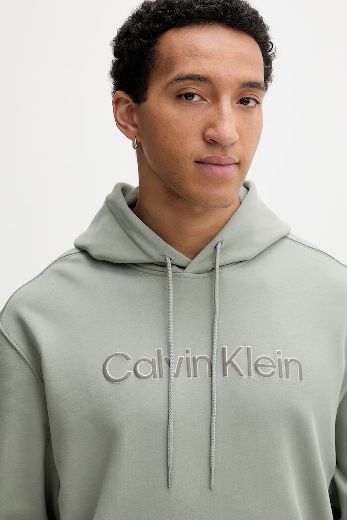 CALVIN KLEIN суичър с качулка мъжки памучен зелен LV04LF241G