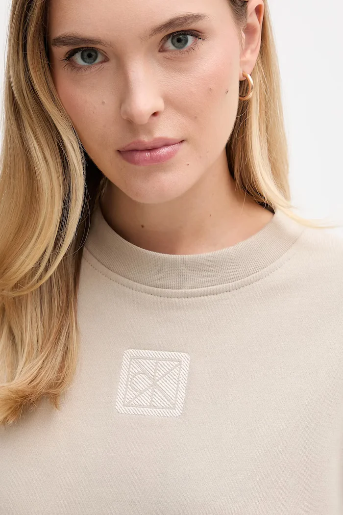 CALVIN KLEIN Суичър в бежово с меланжов десен LV044D203G