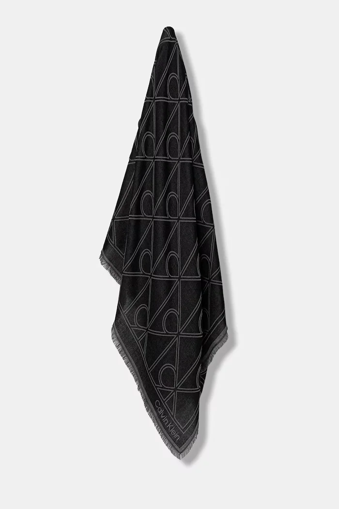 CALVIN KLEIN Тънък шал мъжки в сиво с десен LV04D8062G