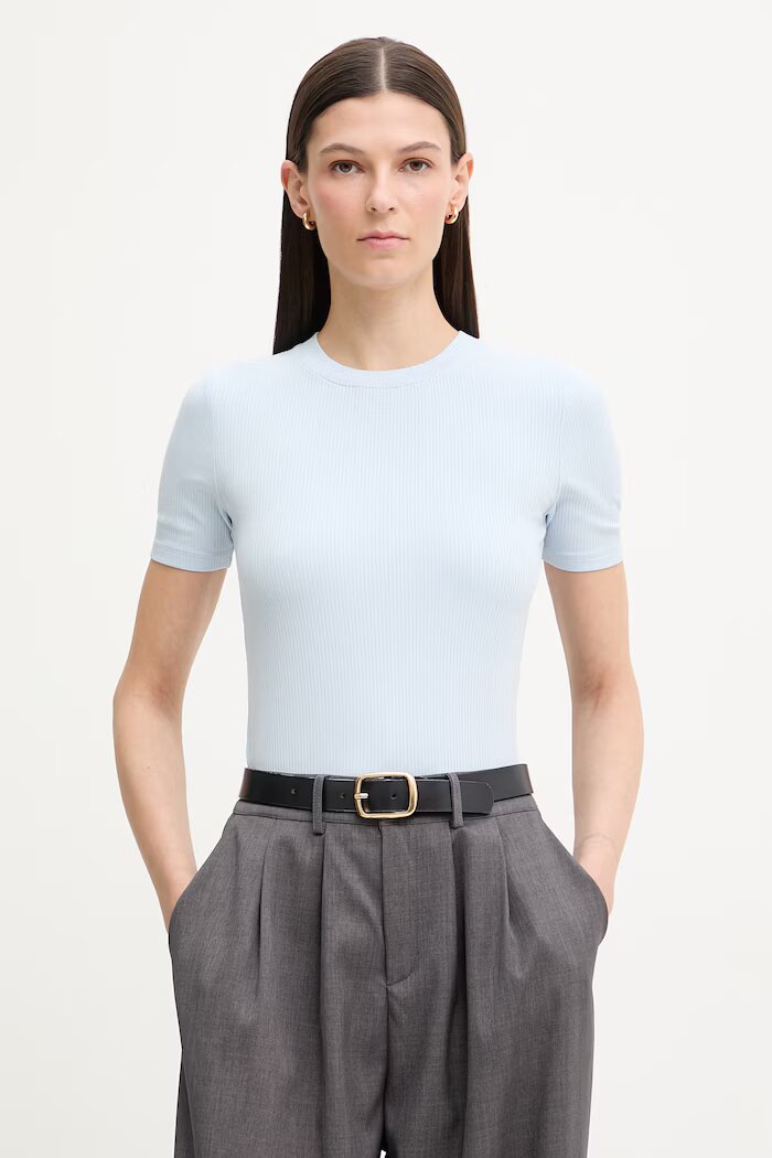 CALVIN KLEIN тениска дамска от модал синя LV044D246G