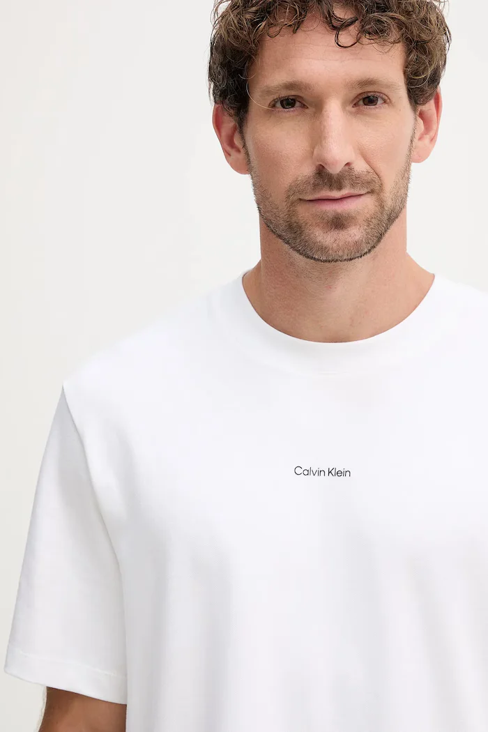 CALVIN KLEIN тениска мъжка от памук с еластан бяла LV04LC241G