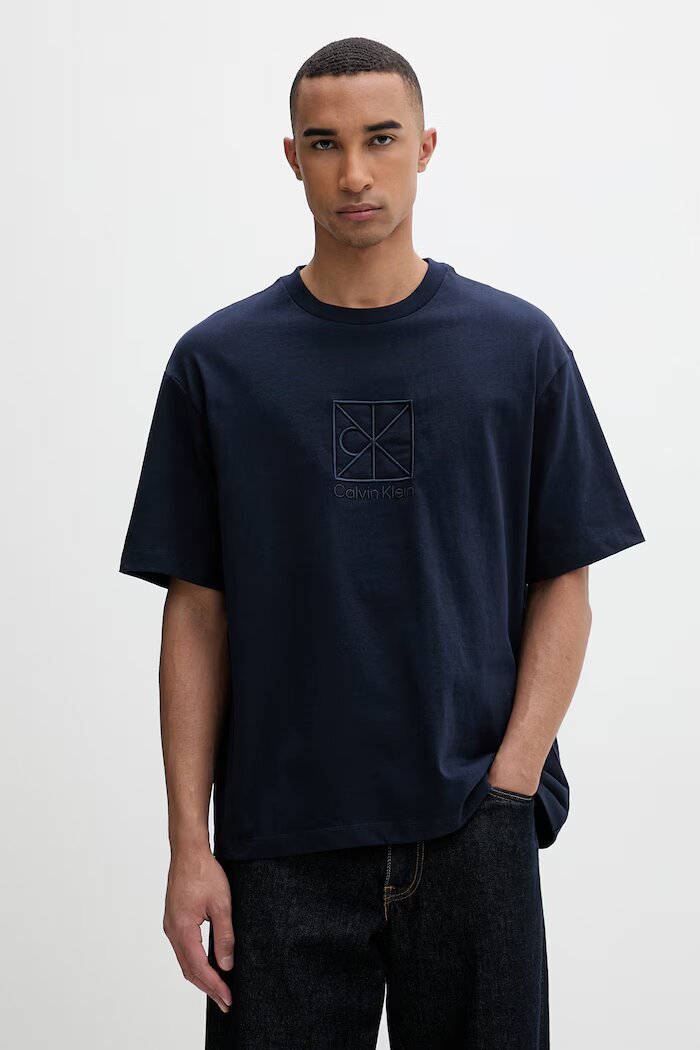 CALVIN KLEIN тениска мъжка от памук тъмносиня LV14RF817G