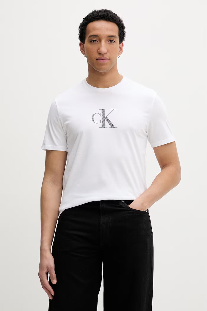 CALVIN KLEIN тениска мъжка памучна бяла LV04RF853G