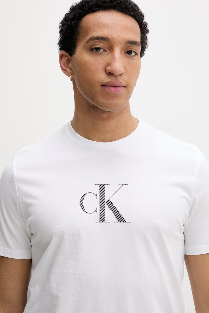 CALVIN KLEIN тениска мъжка памучна бяла LV04RF853G