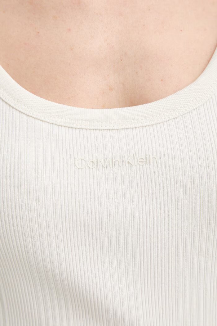 CALVIN KLEIN топ дамски от памук с еластан бежов LV044F210G
