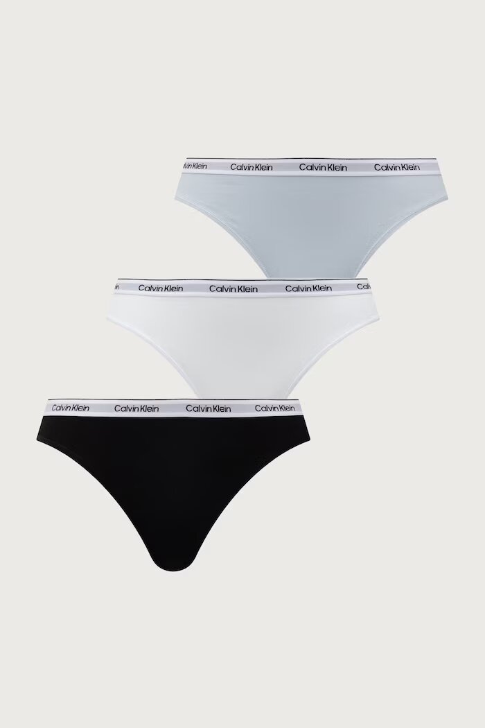 Calvin Klein Underwear бикини дамски от памук с еластан 3 броя сини LV00QD5207