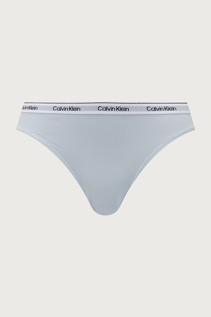 Calvin Klein Underwear бикини дамски от памук с еластан 3 броя сини LV00QD5207