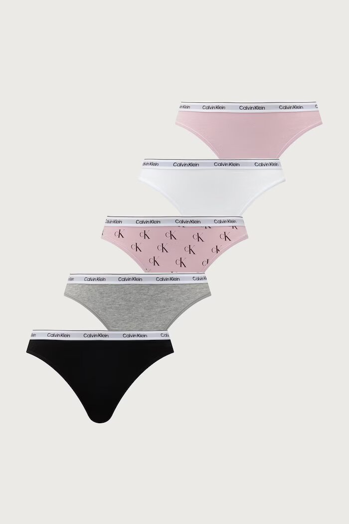 Calvin Klein Underwear бикини дамски от памук с еластан 5 броя розови 000QD5208E