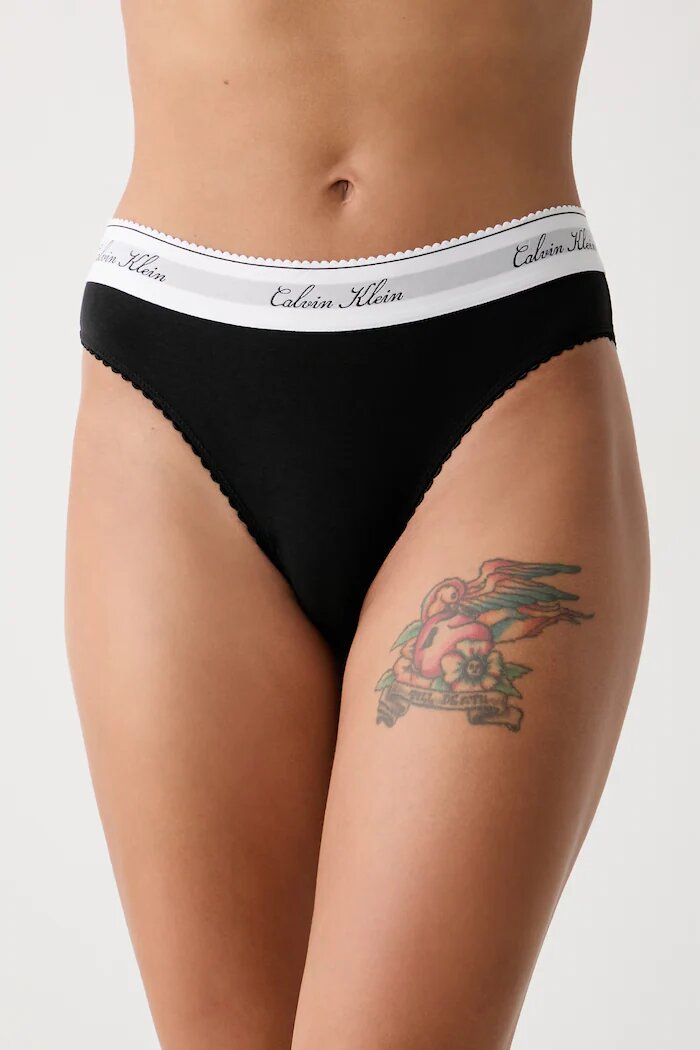 Calvin Klein Underwear бикини дамски с памук черни LV00QF9073
