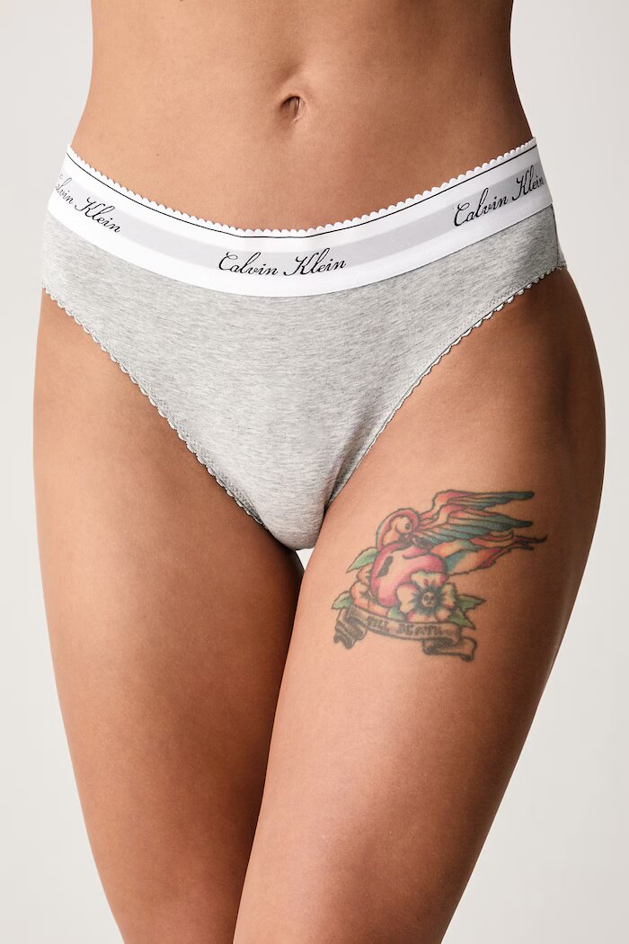 Calvin Klein Underwear бикини дамски с памук сиви LV00QF9073